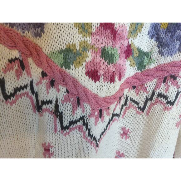 Vintage Jennifer Reed Knitted By Hand Multicolor All Over Sweater Size Medium - Picture 3 of 8